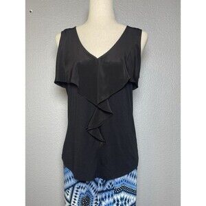 Deletta sleeveless v neck flowy black womens blouse sz M party summer corpcore